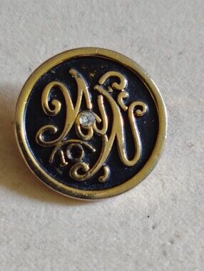 Weight Watchers Black and Gold Monogram Brooch
